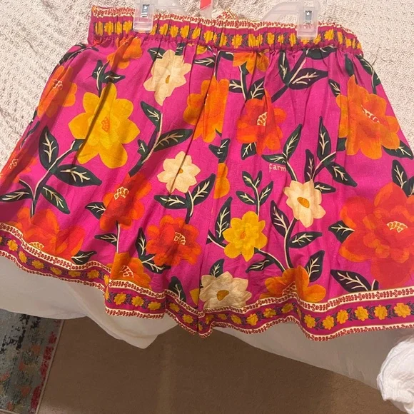 FARM Rio Pink and Orange High Waist Shorts - Picture 3 of 3